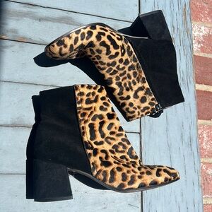 Ankle Moto Inspired Boots in Black and Leopard